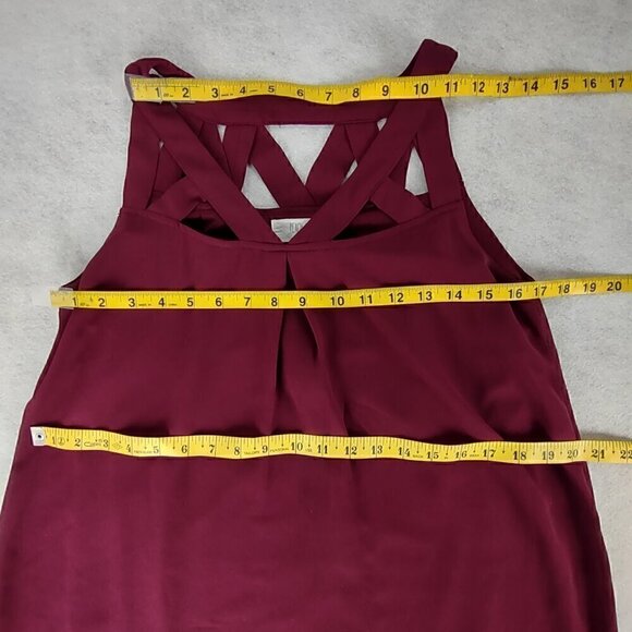 Peach Love California Womens Burgundy, Fully Lined Flowing Midi Dress Size Small - Picture 7 of 11